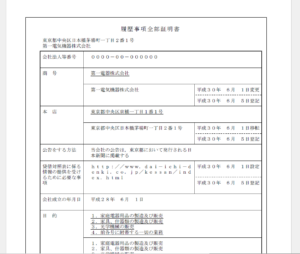 法人謄本　新